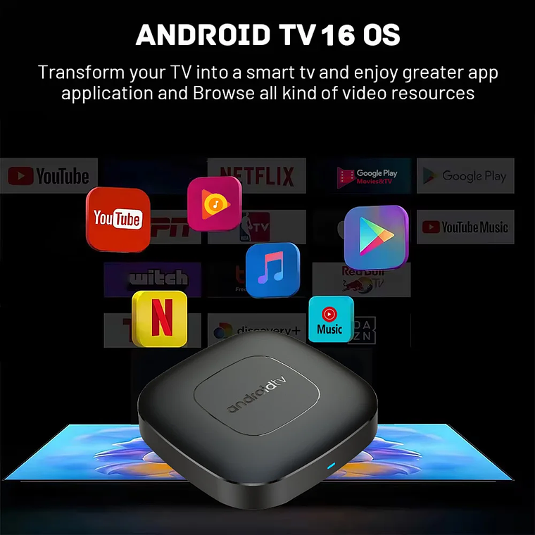 TV Box Android 16 Smart LVMAO T1 - Allwinner H313 Quad Core, 4K@60Hz HDR, 2GB+16GB, Android TV, Dual WiFi 2.4/5G, Netflix, Google Assistant 5