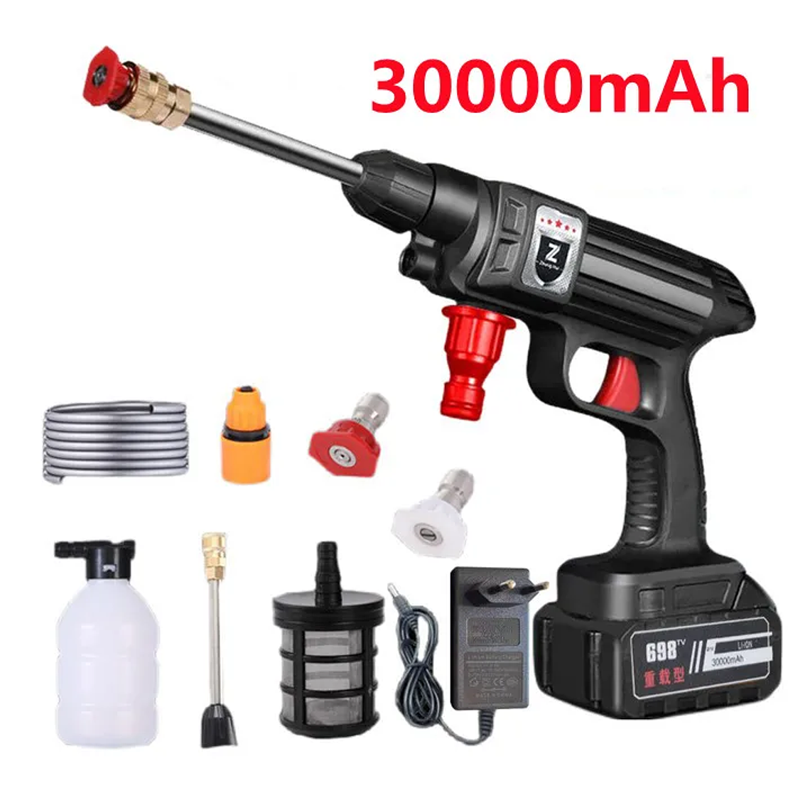 Pistola de Alta Pressão para Lavagem de Carros 50 Bar Sem Fios - Lavadora com Gerador de Espuma, Bateria Recarregável, para Carro, Casa e Jardim 8