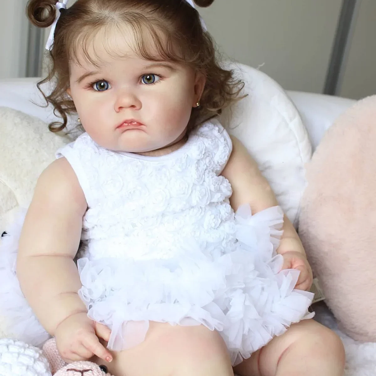 Realistic Reborn Baby Doll BZDOLL 60cm - Soft 3D Silicone, Hand-Painted Skin with Colored Veins, Rooted Hair, Birthday Gift or Collector's Item 2