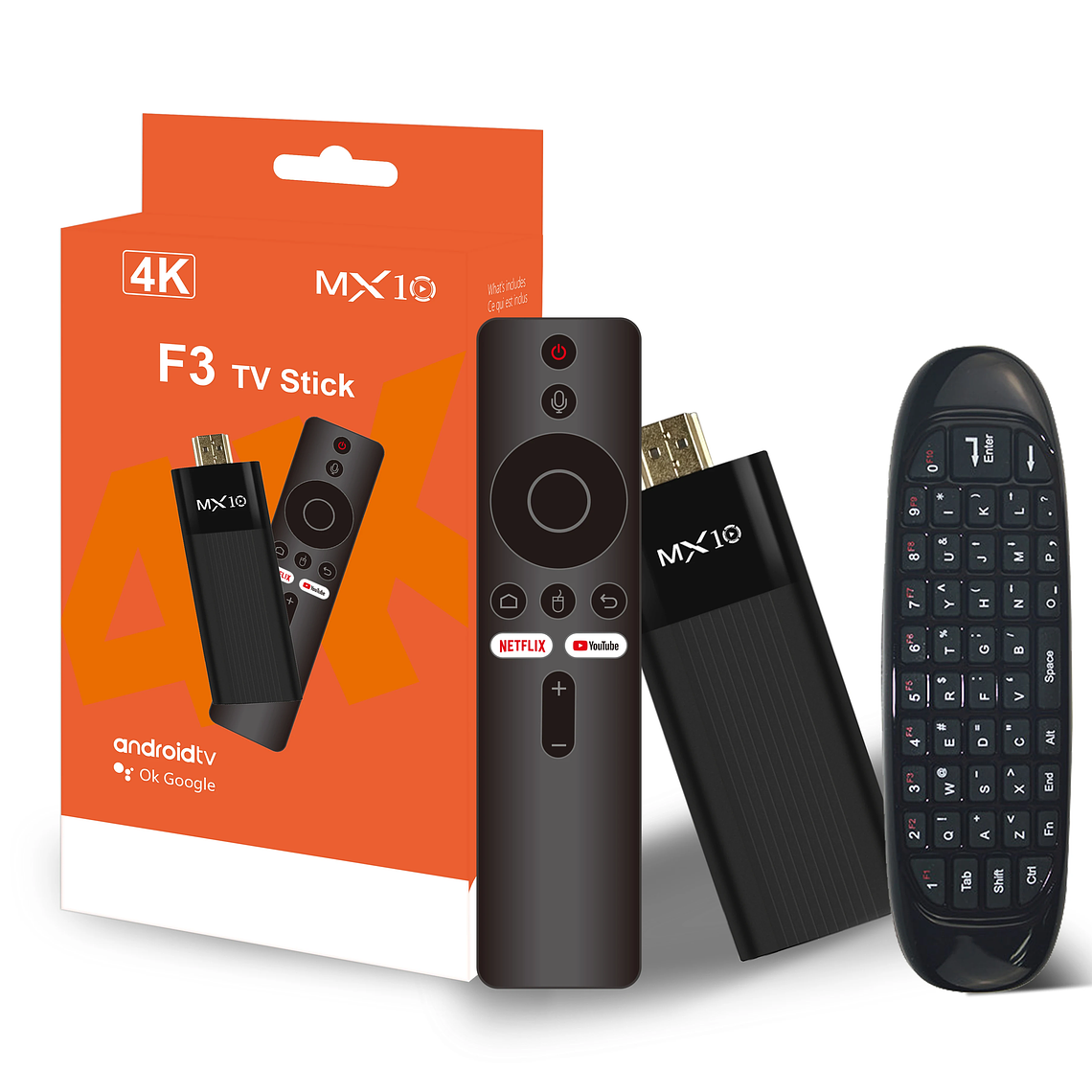 TV Stick Android MX10-F3 Ultra HD 4K - Mini PC TV com Android 10, 2GB RAM, 16GB ROM, Dual WiFi 2.4/5G, Quad Core, Inclui Controlo Remoto 7