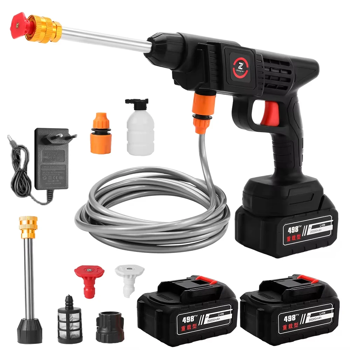 Pistola de Alta Pressão para Lavagem de Carros 50 Bar Sem Fios - Lavadora com Gerador de Espuma, Bateria Recarregável, para Carro, Casa e Jardim 10