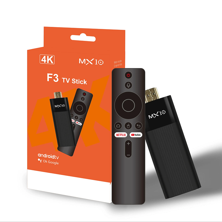 TV Stick Android MX10-F3 Ultra HD 4K - Mini PC TV com Android 10, 2GB RAM, 16GB ROM, Dual WiFi 2.4/5G, Quad Core, Inclui Controlo Remoto 8