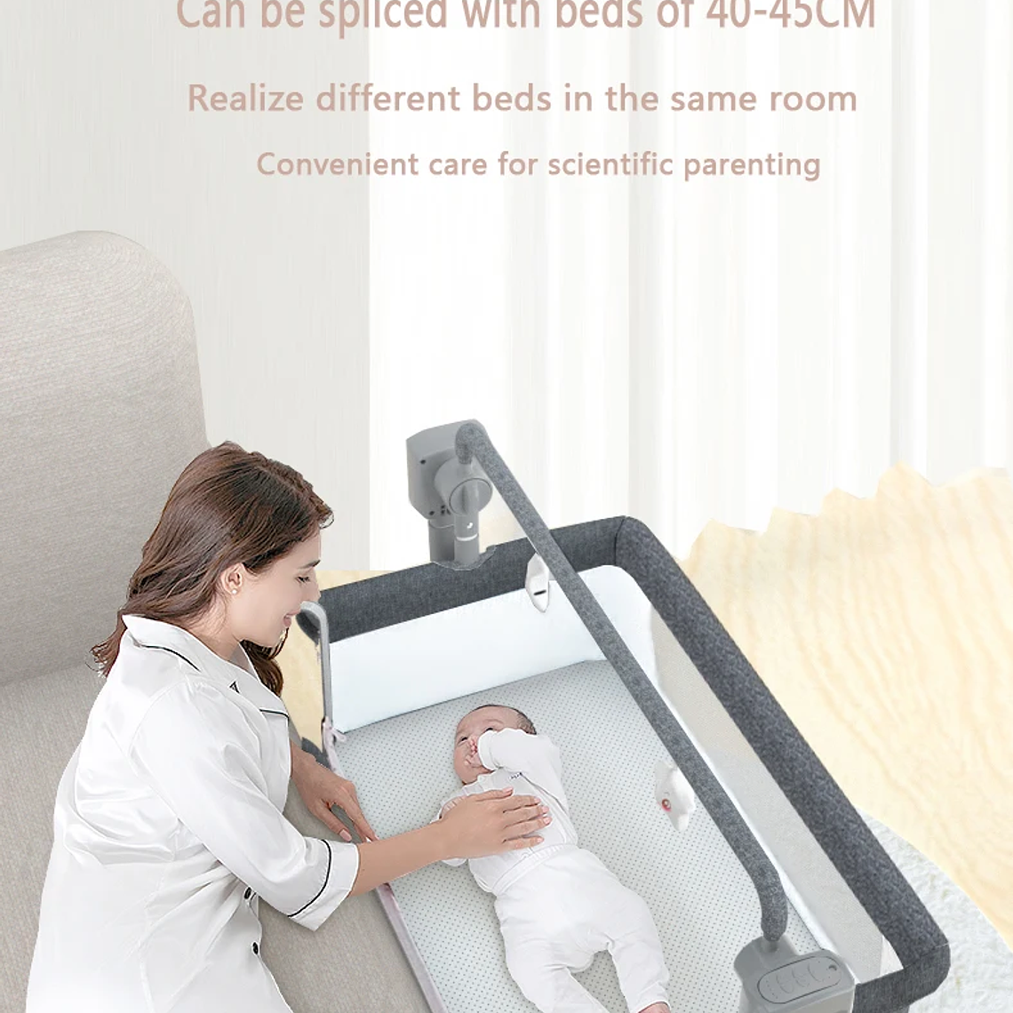 Berço Automático Magic ZC com Balanço Eletrônico, Bluetooth, Timer e Controle Remoto - Estrutura Dobrável, Laterais em Rede Respirável e Colchão Macio para Recém-Nascidos (Suporta até 20kg) 2