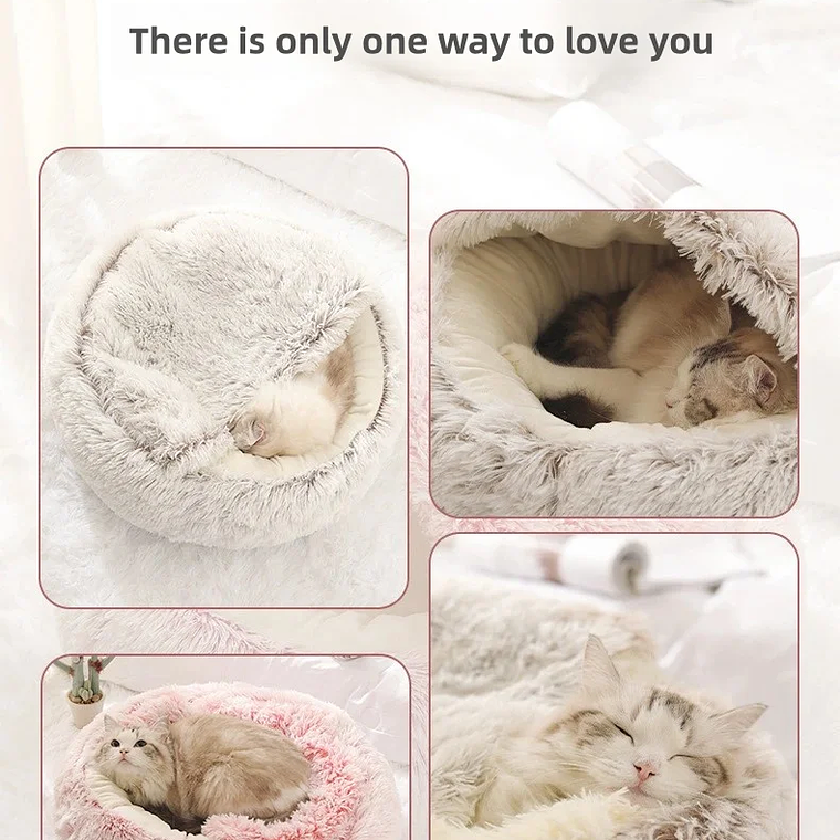 LEWEN Semi-Enclosed Winter Cat Bed - Soft Nest with Comfort, Warm Blanket and Thermal Insulation, for Cats and Small Dogs 4