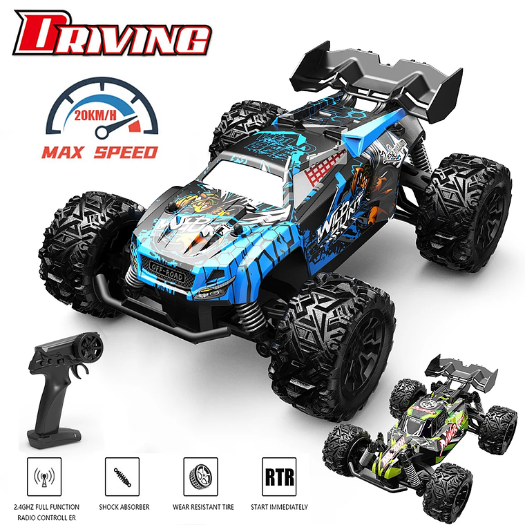 Carro RC Monster Truck 1:20 Off-Road 4x4 - Controle Remoto 2.4G, Alta Velocidade, Drift e Escalada, Pronto para Usar, para Crianças e Adultos 1