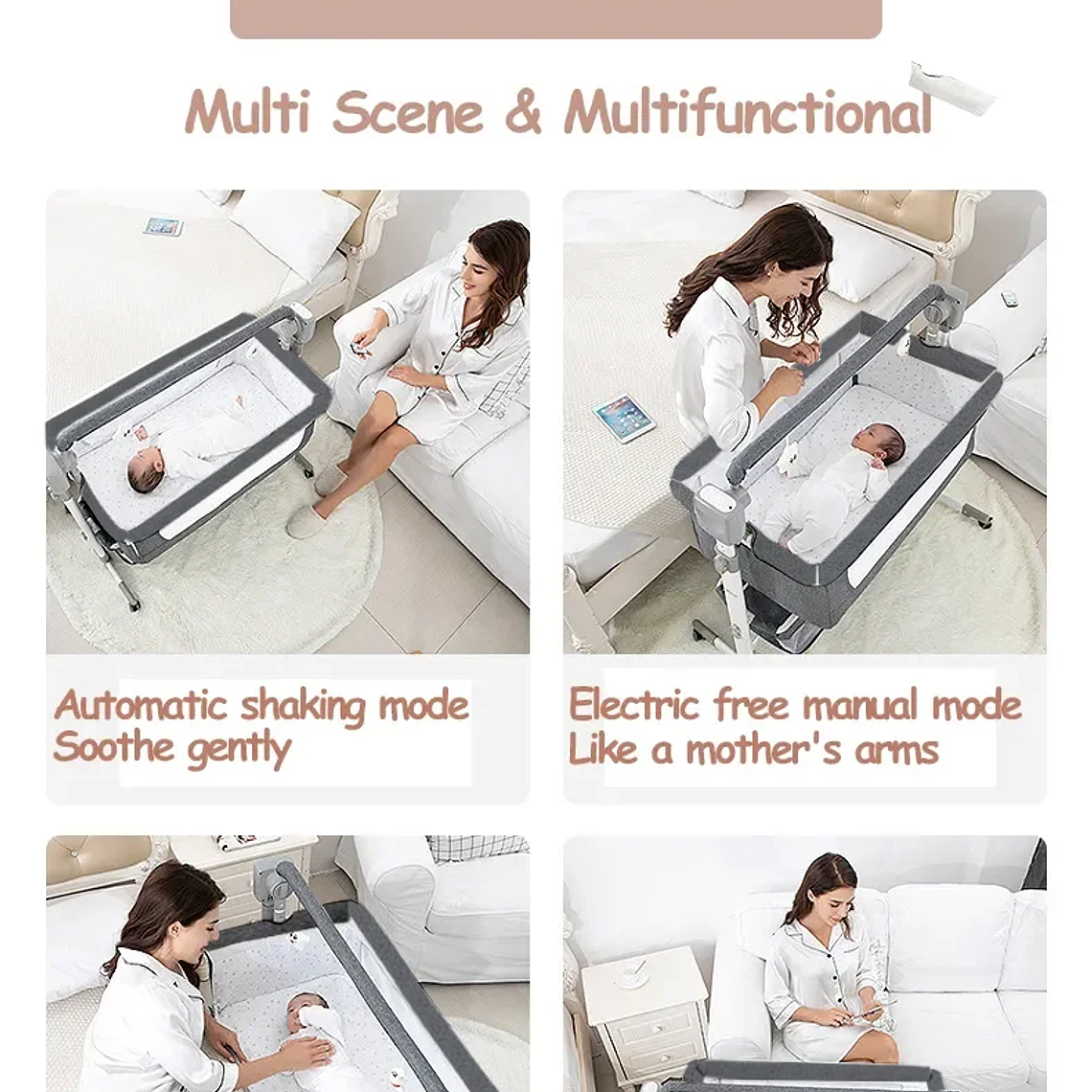 Berço Automático Magic ZC com Balanço Eletrônico, Bluetooth, Timer e Controle Remoto - Estrutura Dobrável, Laterais em Rede Respirável e Colchão Macio para Recém-Nascidos (Suporta até 20kg) 4