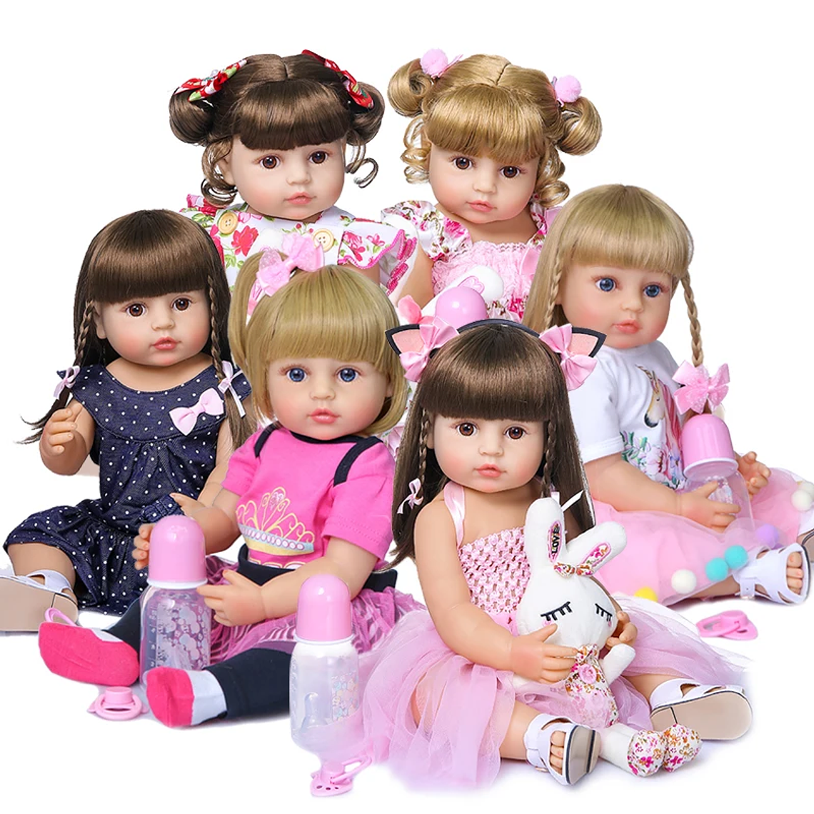 Boneca Reborn Baby Girl 50cm - Corpo Inteiro em Silicone Macio, Rosto Doce e Popular, Cabelo Realista, Presente de Natal e Aniversário de Alta Qualidade 1