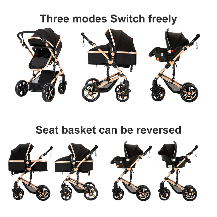 Magic ZC 588 3-in-1 Baby Stroller - Lightweight, Multifunctional, with Reversible Seat and Bassinet Mode - Ideal for Newborns up to 20kg 3