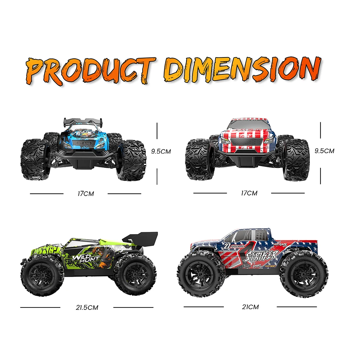 Carro RC Monster Truck 1:20 Off-Road 4x4 - Controle Remoto 2.4G, Alta Velocidade, Drift e Escalada, Pronto para Usar, para Crianças e Adultos 6
