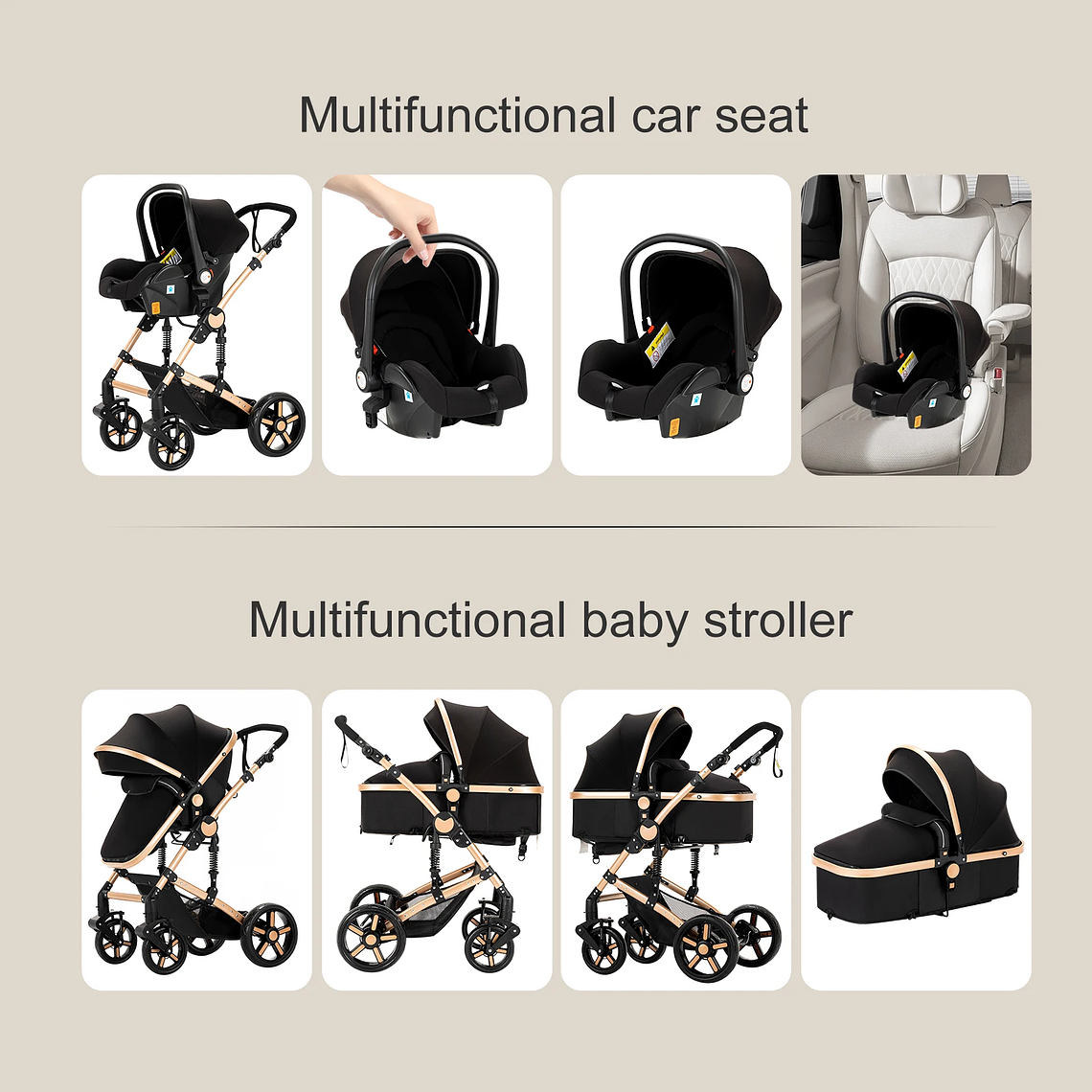 Magic ZC 588 3-in-1 Baby Stroller - Lightweight, Multifunctional, with Reversible Seat and Bassinet Mode - Ideal for Newborns up to 20kg 5