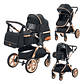Baby Stroller 3 in 1 Portable Travel Luxurious Baby Carriage High Landscape Fold Pram Aluminum Frame Multifunctional Stroller - Thumbnail 5