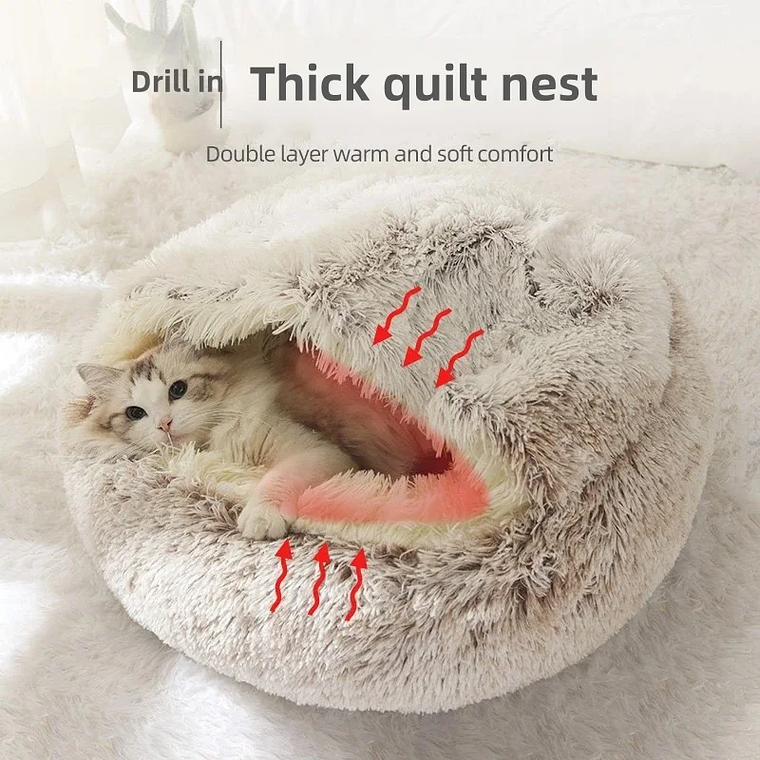 LEWEN Semi-Enclosed Winter Cat Bed - Soft Nest with Comfort, Warm Blanket and Thermal Insulation, for Cats and Small Dogs 5