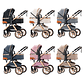 Baby Stroller 3 in 1 Portable Travel Luxurious Baby Carriage High Landscape Fold Pram Aluminum Frame Multifunctional Stroller - Thumbnail 6