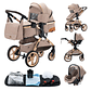 Baby Stroller 3 in 1 Portable Travel Luxurious Baby Carriage High Landscape Fold Pram Aluminum Frame Multifunctional Stroller - Thumbnail 1