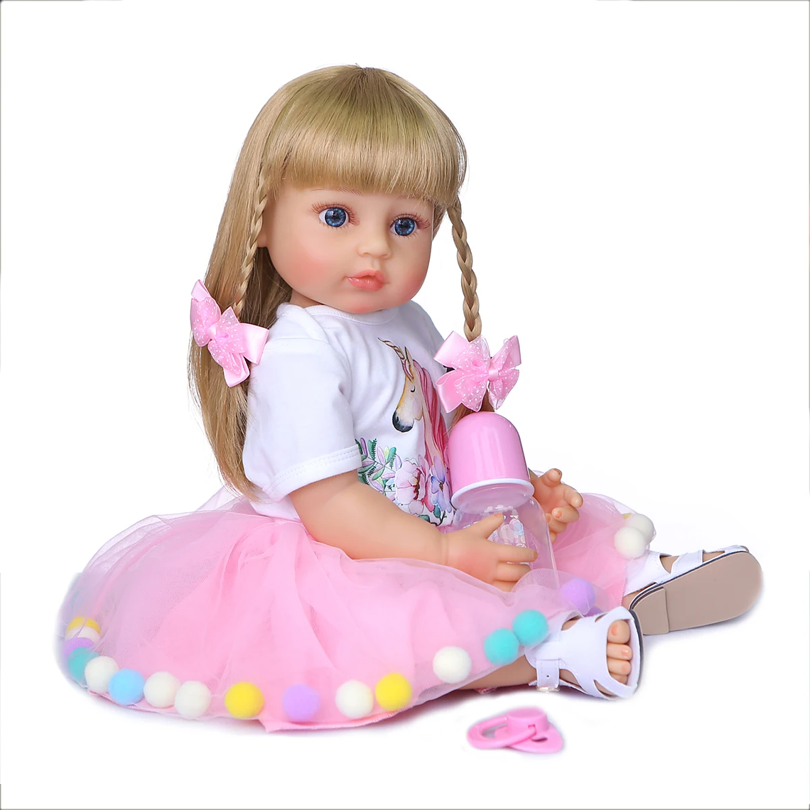 Boneca Reborn Baby Girl 50cm - Corpo Inteiro em Silicone Macio, Rosto Doce e Popular, Cabelo Realista, Presente de Natal e Aniversário de Alta Qualidade 5