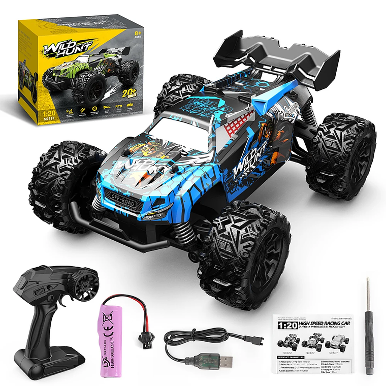Carro RC Monster Truck 1:20 Off-Road 4x4 - Controle Remoto 2.4G, Alta Velocidade, Drift e Escalada, Pronto para Usar, para Crianças e Adultos 8