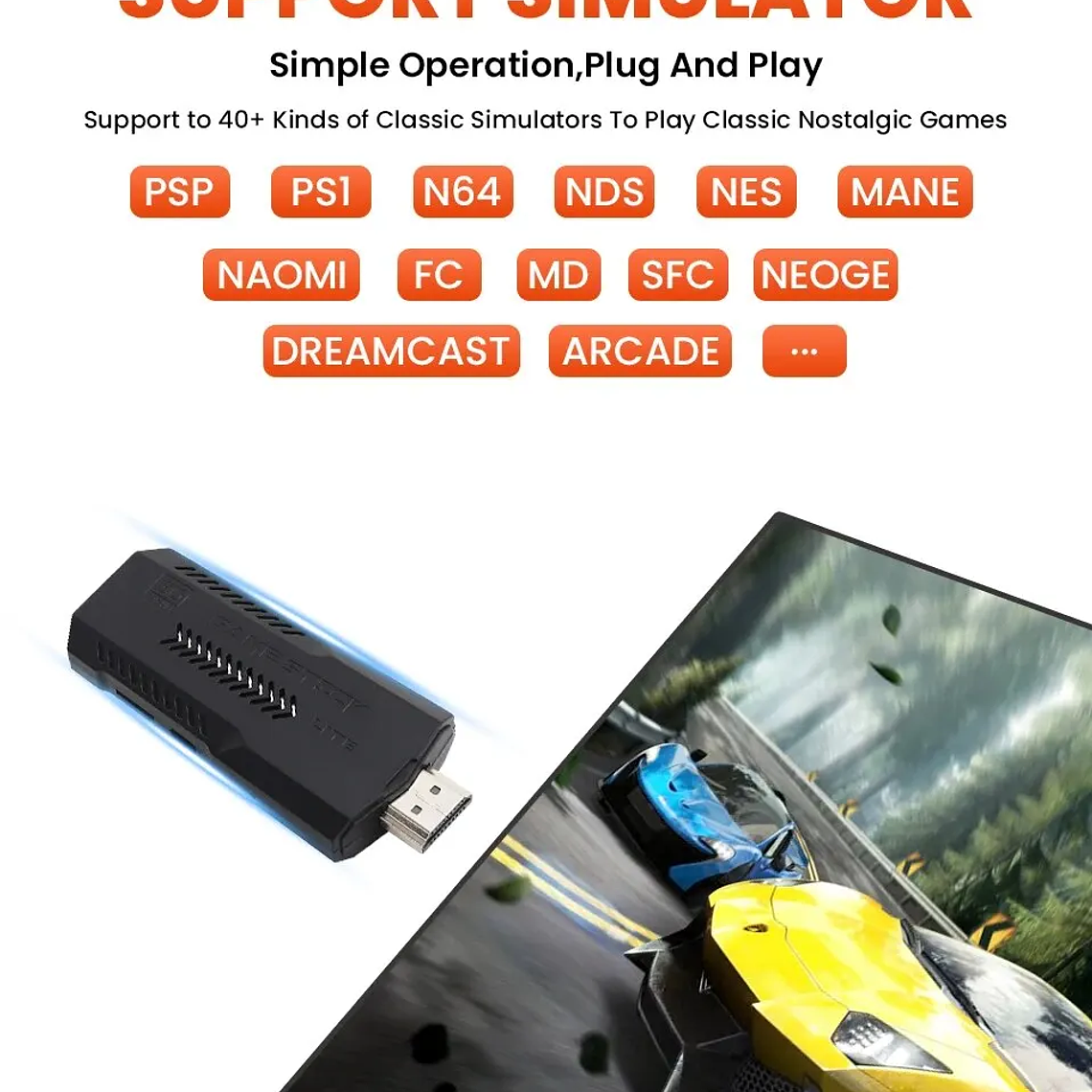 Consola de Videojogos Retro X2 Plus GD10 Pro 256G com 50.000 Jogos - 4K/3D HD, 2 Comandos Sem Fios, Suporte 50 Emuladores, Presente para Todas as Idades 6