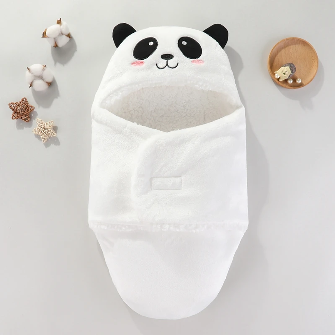 Baby Sleeping Bag 0-9 Months - Cozy Winter Swaddle Blanket in Flannel, Cotton and Plush, Front Closure with Ties, Animal Designs (Bear, Panda, Rabbit, Elephant) 10
