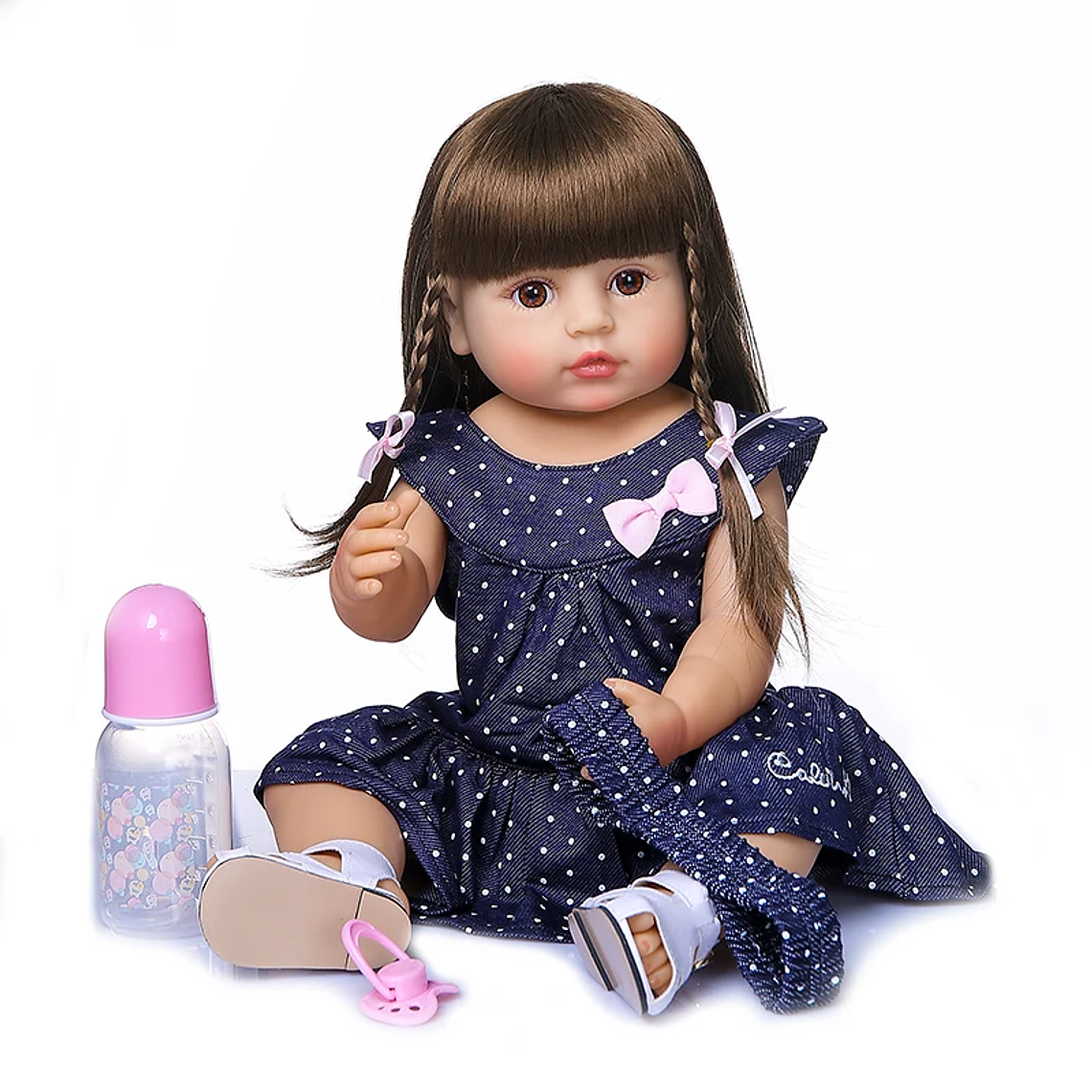 Boneca Reborn Baby Girl 50cm - Corpo Inteiro em Silicone Macio, Rosto Doce e Popular, Cabelo Realista, Presente de Natal e Aniversário de Alta Qualidade 9
