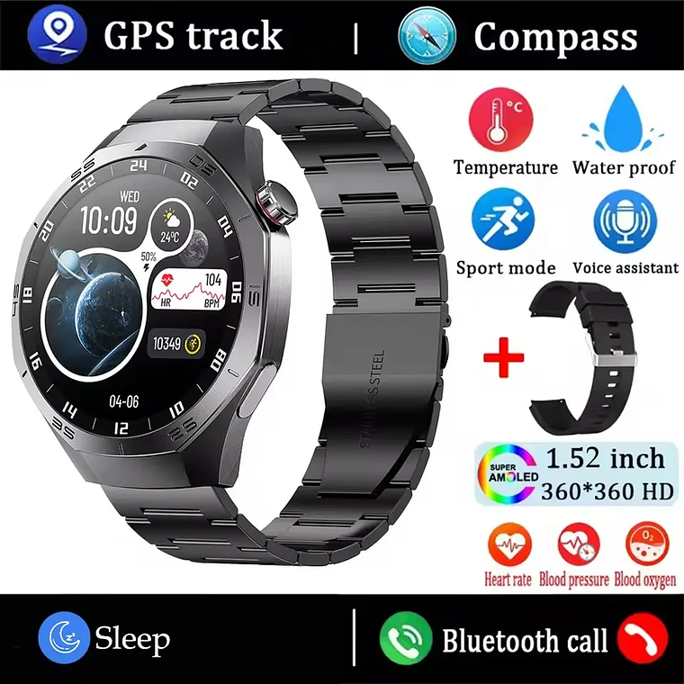 Smartwatch GT5 Pro 2025 para Homem - AMOLED 1.52