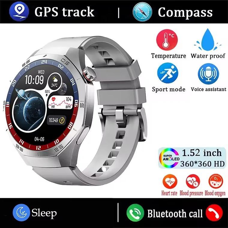 Smartwatch GT5 Pro 2025 para Homem - AMOLED 1.52