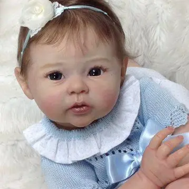 Boneca Reborn NPK 'Raven' 20 Polegadas (50cm) - Pintura Finalizada, Cabelo Enraizado, Pele 3D com Veias Visíveis - Boneca Bebê Realista de Toque Macio 3