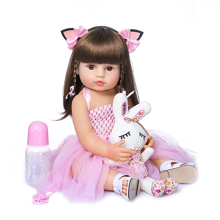 Boneca Reborn Baby Girl 50cm - Corpo Inteiro em Silicone Macio, Rosto Doce e Popular, Cabelo Realista, Presente de Natal e Aniversário de Alta Qualidade 12