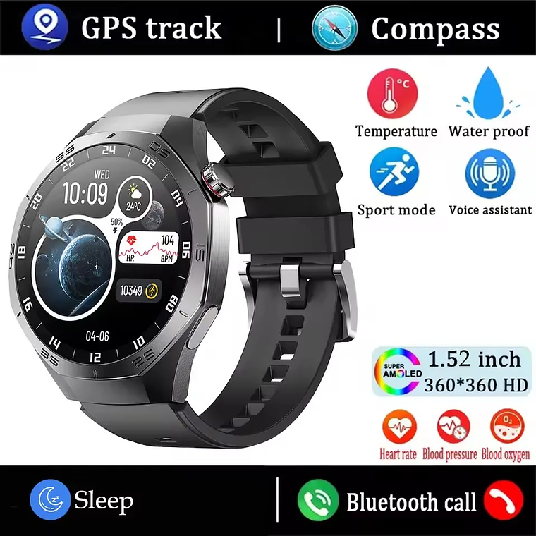 Smartwatch GT5 Pro 2025 para Homem - AMOLED 1.52