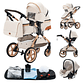 Baby Stroller 3 in 1 Portable Travel Luxurious Baby Carriage High Landscape Fold Pram Aluminum Frame Multifunctional Stroller - Thumbnail 11
