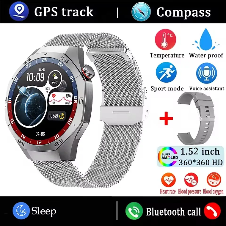 Smartwatch GT5 Pro 2025 para Homem - AMOLED 1.52