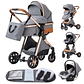 Baby Stroller 3 in 1 Portable Travel Luxurious Baby Carriage High Landscape Fold Pram Aluminum Frame Multifunctional Stroller - Thumbnail 16
