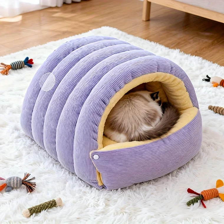 Warm Winter Cat House/Bed - Cozy, Thick, Soft, Cave-Type Nest for Cats and Small Dogs 1