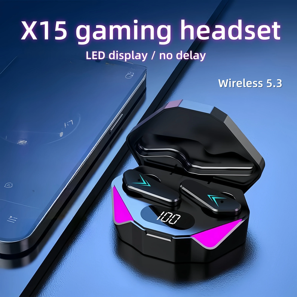 Auriculares Bluetooth TWS X15 - Ecrã LED, 12mm, Bluetooth 5.3, Estanques, Híbridos, Para Desporto e Gaming 4