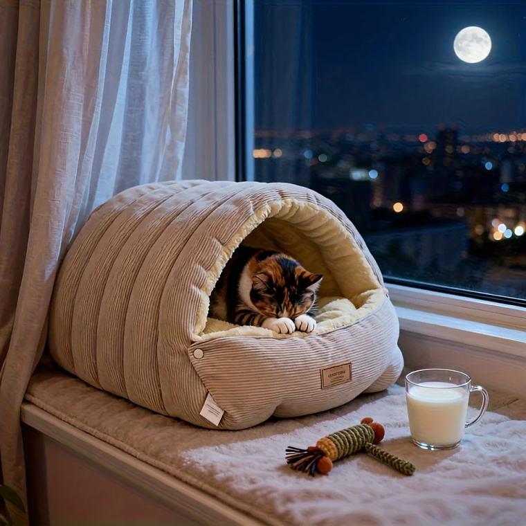 Warm Winter Cat House/Bed - Cozy, Thick, Soft, Cave-Type Nest for Cats and Small Dogs 4