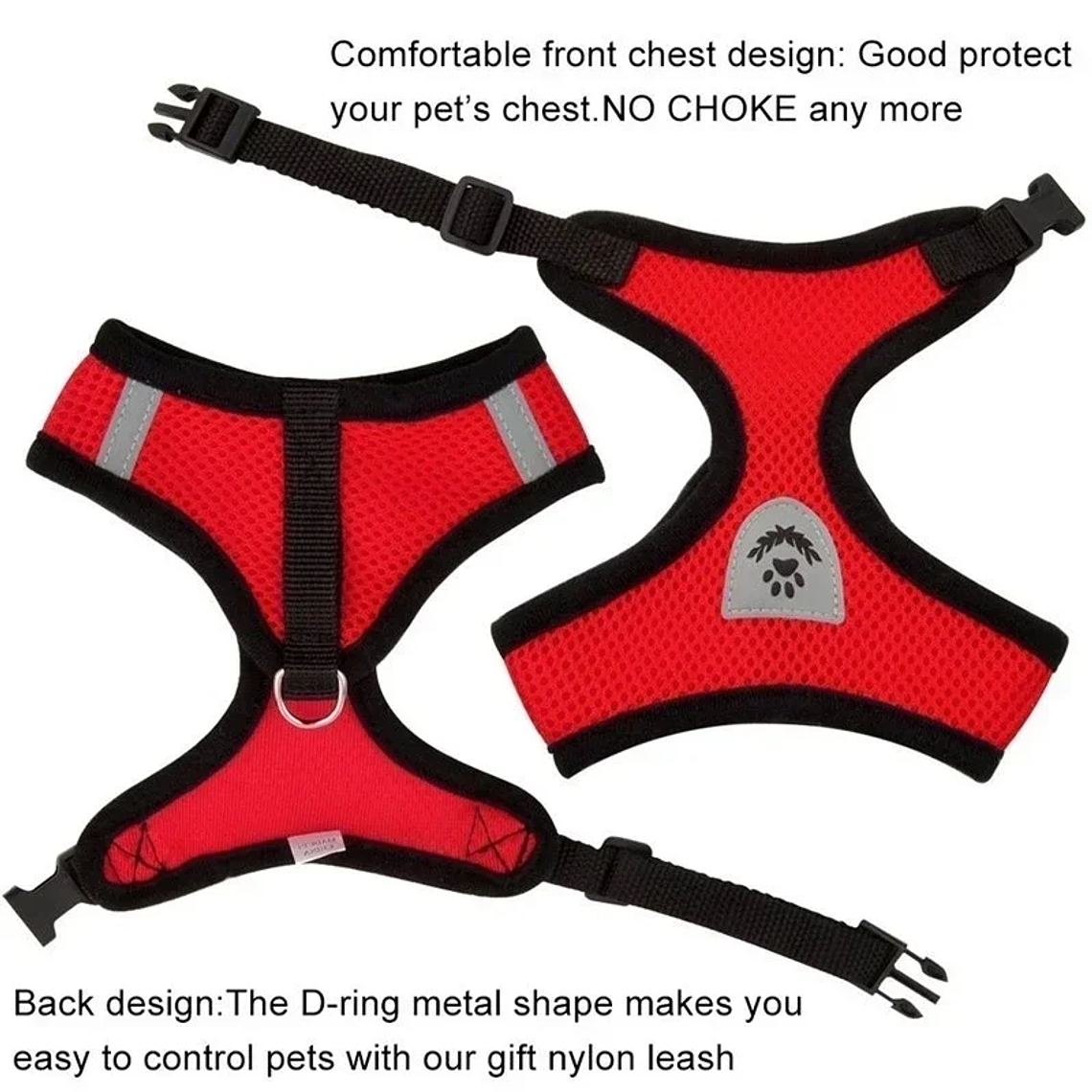 Peitoral Ajustável para Cães e Gatos - Coleira de Passeio com Trela, Malha Respirável, Refletor, Várias Cores 5
