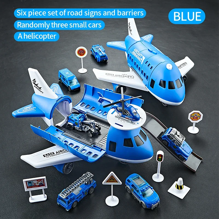 Kit de Brinquedos Veículos por Inércia - 3 Carros, 1 Helicóptero, 6 Sinais de Trânsito, Escala 1:64, para Crianças 8