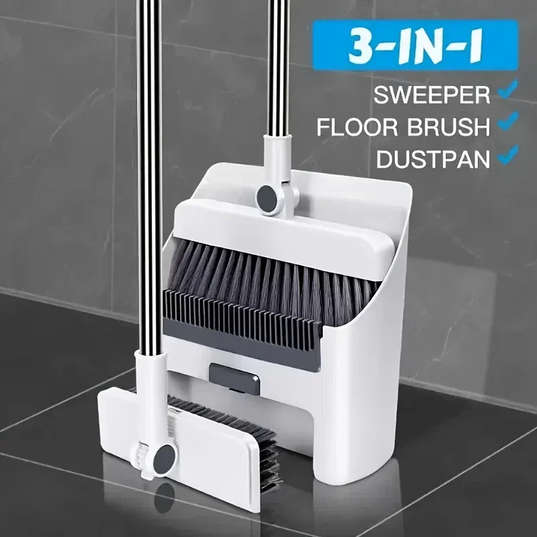 Kit Varrer e Dustpan 3-em-1 Dobrável - Leve, Para Sala, Quarto, Casa de Banho, Fácil Armazenamento 6
