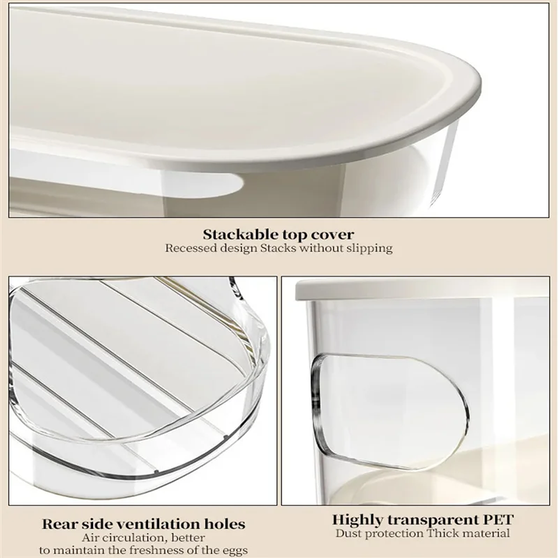 Automatic Egg Organizer for Refrigerator - Sliding Drawer, 14 Eggs, PP, White, for Door or Countertop 4