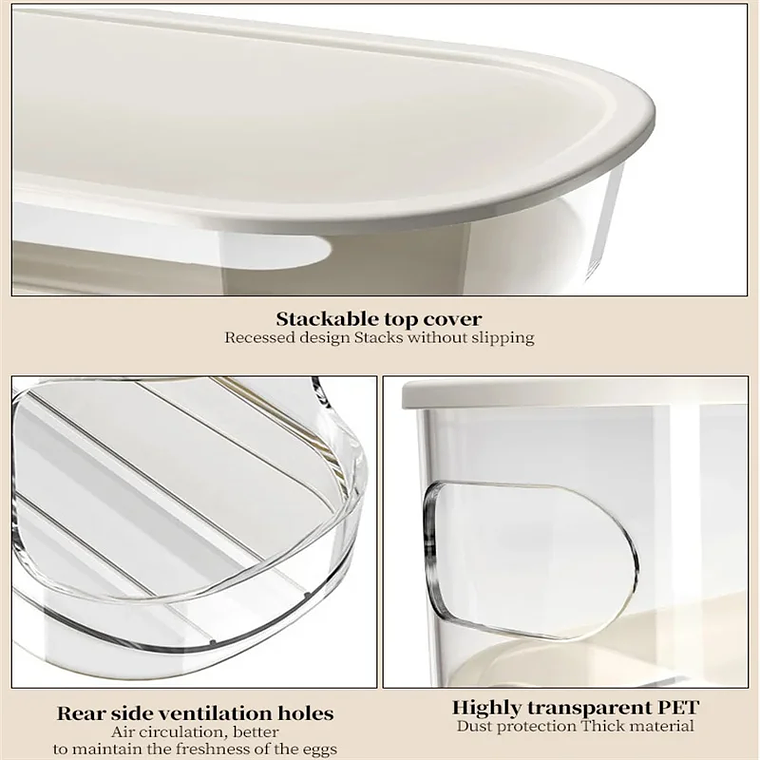 Automatic Egg Organizer for Refrigerator - Sliding Drawer, 14 Eggs, PP, White, for Door or Countertop 4