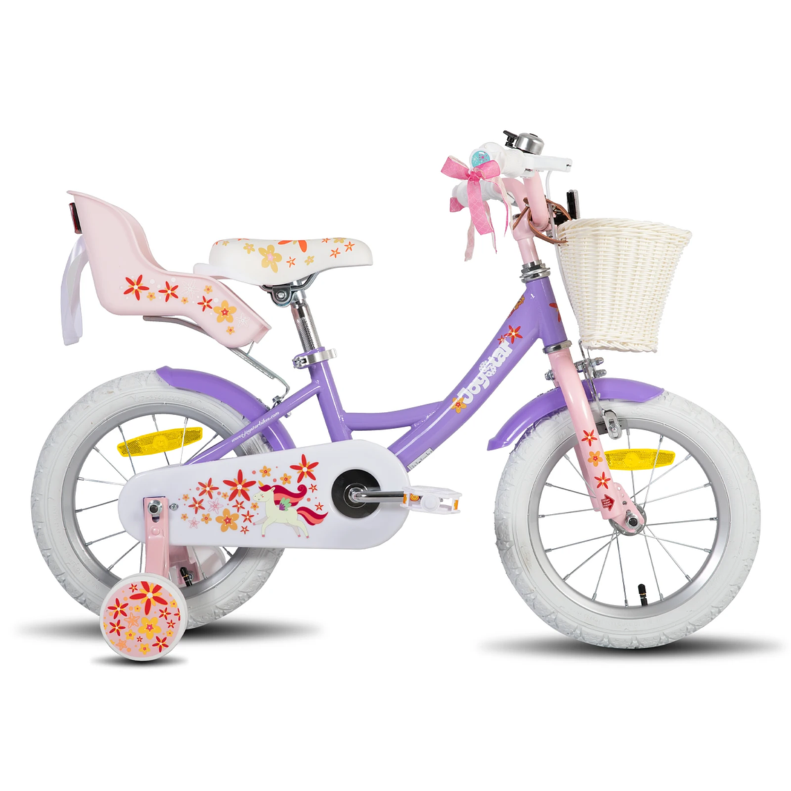 Joystar Girls' Bicycle - 12 to 18 inches, with training wheels, basket and doll seat, for ages 2-9. 9