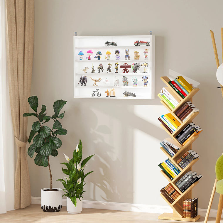 Vitrine de Parede com Portas de Vidro e Prateleiras Ajustáveis - 80x9.5x60cm Branco, para Expor Coleções de Bonecos, Perfumes e Decoração 8