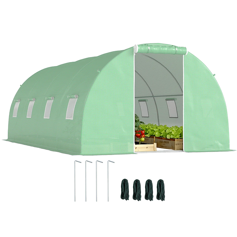 OUTSUNNY Tunnel-Shaped Garden Greenhouse 6x3x2 meters - 8 Windows and Door with Sliding Closure, Reinforced Steel Structure, PE Roof 4