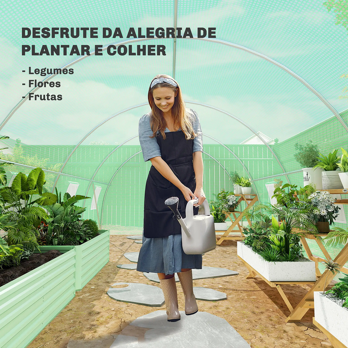 OUTSUNNY Tunnel-Shaped Garden Greenhouse 6x3x2 meters - 8 Windows and Door with Sliding Closure, Reinforced Steel Structure, PE Roof 9