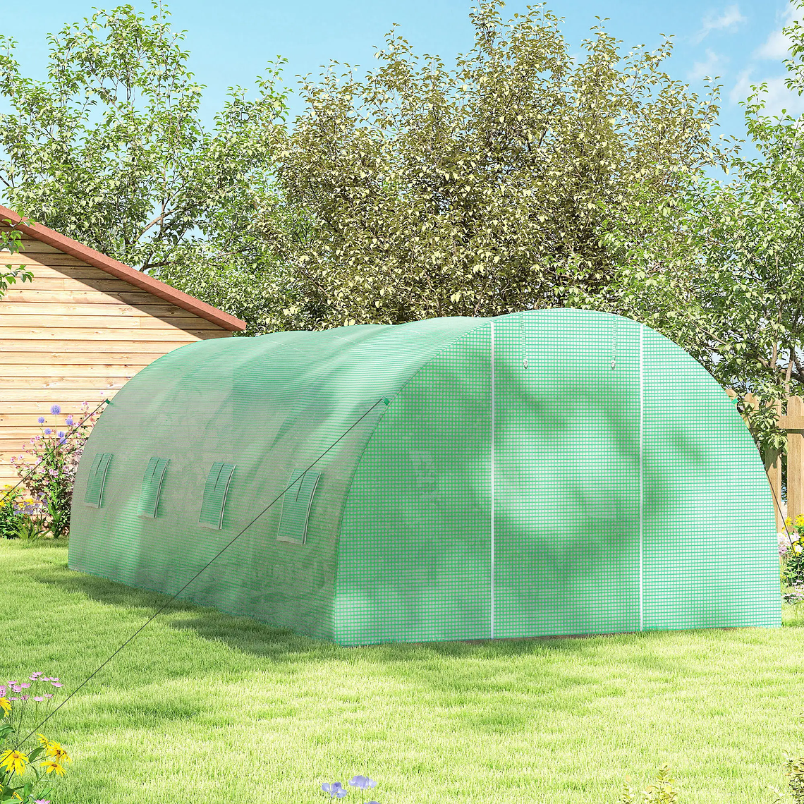 OUTSUNNY Tunnel-Shaped Garden Greenhouse 6x3x2 meters - 8 Windows and Door with Sliding Closure, Reinforced Steel Structure, PE Roof 5