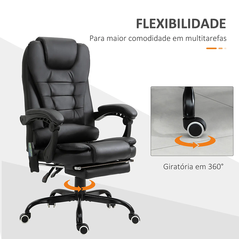 Cadeira de Massagem Vinsetto com Apoio para os Pés Reclinável - 7 Pontos de Massagem Shiatsu, Controlo Remoto e Aquecimento, Para Casa ou Escritório 8