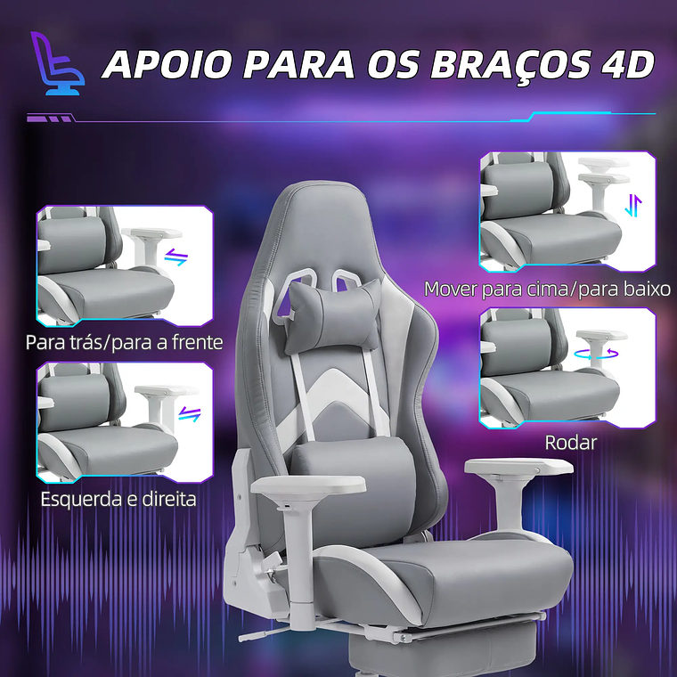 HOMCOM Reclining Gaming Chair with Retractable Footrest - Lumbar Support, Headrest and Adjustable Height, 120-129 cm, Black and Red 3