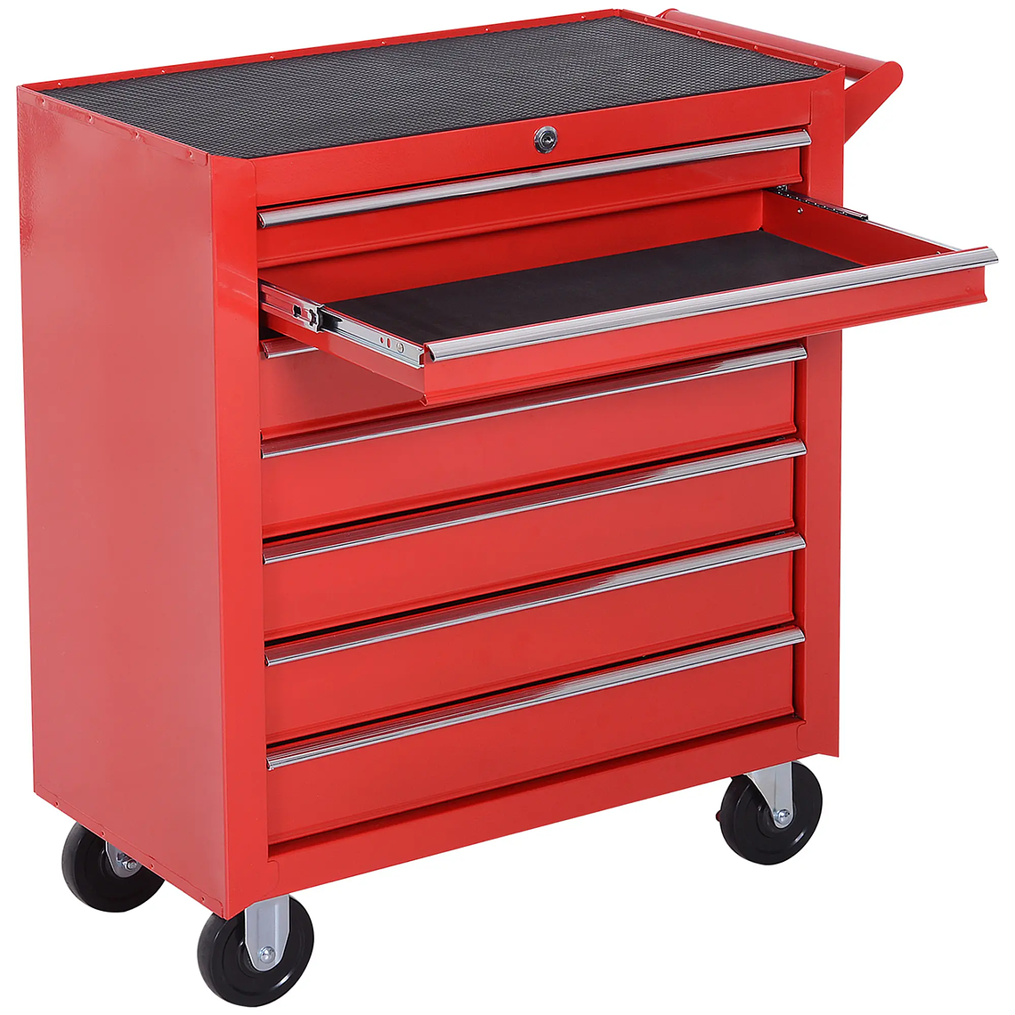 DURHAND Workshop Tool Cart with 5 Drawers and Wheels - Mobile Organizer in Sturdy Steel, 69x33x77.2 cm, Red 8