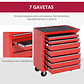 DURHAND Workshop Tool Cart with 5 Drawers and Wheels - Mobile Organizer in Sturdy Steel, 69x33x77.2 cm, Red - thumbnail 4