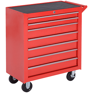 Carro de Ferramentas de Oficina DURHAND com 5 Gavetas e Rodas - Organizador Móvel em Aço Resistente, 69x33x77.2 cm, Vermelho
