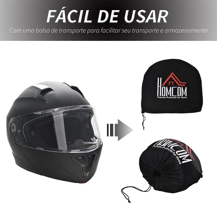 Capacete de Moto Integral HOMCOM Tamanho XL (60cm) - Dupla Viseira, Cabecote Anti-Colisão, Homologação ECE 22.05, Preto Fosco 5